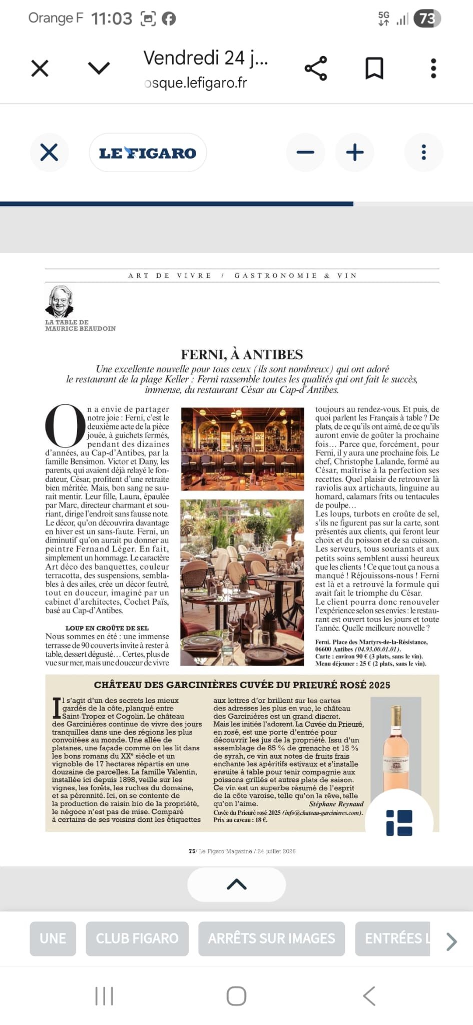 Château des Garcinières - FIGARO MAGAZINE DU MOIS DE